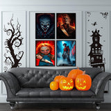 Apcufir 6 Pack Diamond Art Kits for Adults,Halloween Diamond Painting Kits for Beginner Round Full Drills,5D DIY Horror Character Diamond Dots for Holiday Gifts and Home Wall Decor 12X16 Inch Apcufir