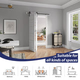 FREDBECK 48X84(Double 24x84) White Bi-fold Barn Door Sliding Folding Door Double Barn Door with 52" Hardware Kit & Handle,Solid MDF Door with Water-Proof PVC Surface for Closet,Assembly Required FREDBECK