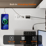 Itaar Twin Loft Bed with L-Shaped Desk, LED Lights and Charging Sation, Loft Bed Twin Size with 3-Tier Storage Shelves and Clothes Rail, Safety Guard & Ladder, No Box Spring Needed, White Itaar