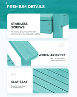 SERWALL 8-Piece Patio Dining Sets with 15FT Double Side Patio Umbrella, Outdoor HDPE Dining Furniture Set with Umbrella Hole Cut-Out Table and 6 Chairs, Aruba（Umbreall Base not Included） SERWALL