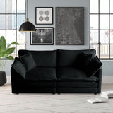 Neylory 76.7" Sofa Couch for Living Room, Modern Comfy Sofa with Extra Depth Seat and 2 Throw Pillow & 2 Armrest Pillow, Love Seat Chenille Couches for Living Room Small Space, Black Neylory
