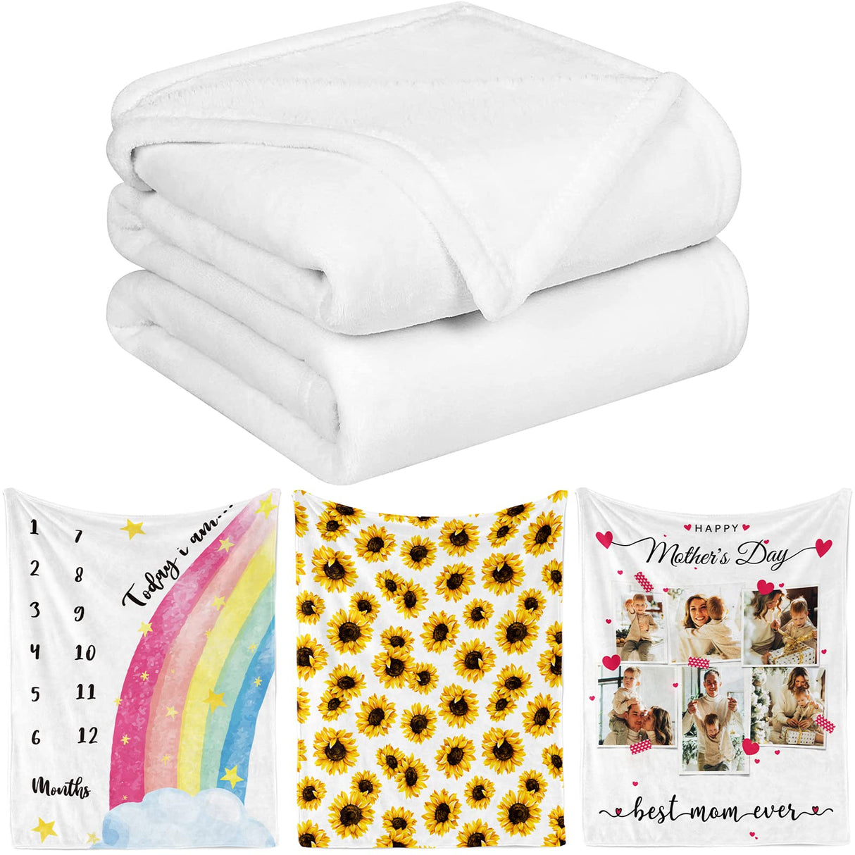 Lacabin Sublimation Blanket Thick Sublimation Throw Blanket Heat Press Make My Own Blanket White Blank Blanket Custom Blanket Personalized Blanket Customized Blanket Customizable Blanket, 40"x30" Lacabin