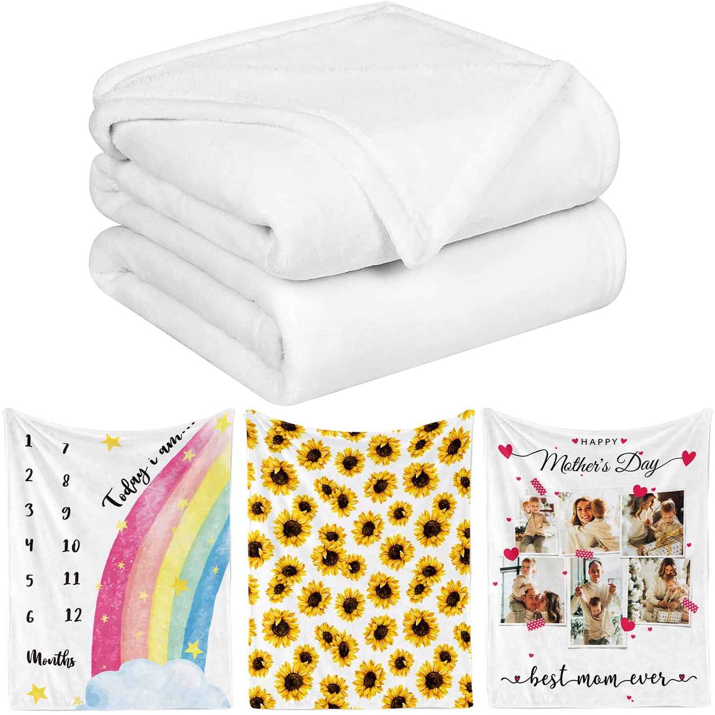 Lacabin Sublimation Blanket Thick Sublimation Throw Blanket Heat Press Make My Own Blanket White Blank Blanket Custom Blanket Personalized Blanket Customized Blanket Customizable Blanket, 40"x30"