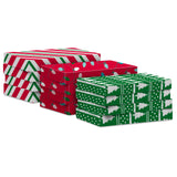 Hallmark Medium Christmas Gift Boxes with Lids (12 Shirt Boxes, 3 Designs: Lights, Trees, Red and Green Stripes) for Christmas, Holiday Parties, Hostess Gifts Hallmark