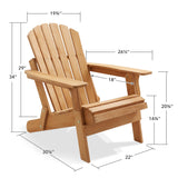 Casafield Oversized Folding Adirondack Chair, Set of 4 Cedar Wood Outdoor Fire Pit Lounge Chairs for Patio, Deck, Yard, Lawn and Garden Seating, Partially Pre-Assembled - Natural Casafield