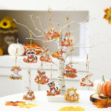 WILLBOND 30 Pcs Thanksgiving Diamond Art Keychain Kits DIY Double Sided Thanksgiving Animals Diamond Painting Keychain Ornaments for Adults Key Ring Art Pendant Fall Tree Decor WILLBOND