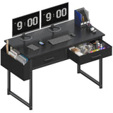 DLisiting Computer Desk with Fabric Drawers for Home Office Bedroom, 40 Inch Small Gaming Desk with 2 Drawers, Study Writing Table PC Desks, Black DLisiting