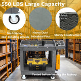 DWVO Utility Service Cart on Wheels, 550 lbs Capacity, 40 x 17 Inch Rolling Work Carts with Wheels, 2 Shelf Heavy Duty Plastic Cart Suitable for Warehouse, Garage, School & Office, Cleaning, Gray DWVO