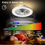 ocioc Low Profile Ceiling Fans with Lights,18 in Smart Ceiling Fans with Alexa/Google Assistant/App Control Color Changing LED-RGB Back Ambient Light for Bedroom ocioc