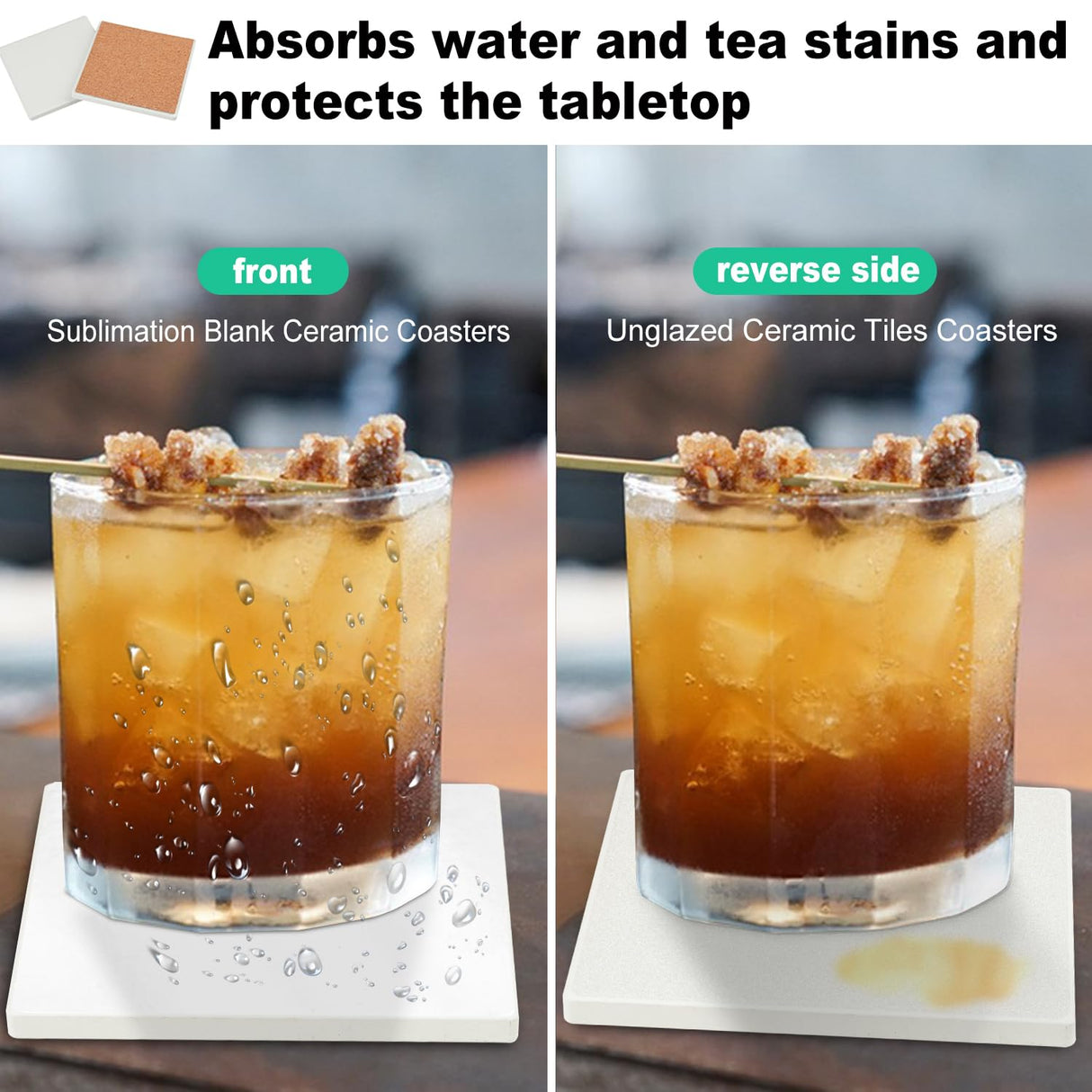 50 Pieces 4x4 Inch Sublimation Blank Ceramic Coasters, Glazed Ceramic Tiles Coasters, Ceramic Tiles with Cork Backing Pads for Painting, DIY Crafts, Mosaics, Square, Sublimation, White. by GNIEMCKIN GNIEMCKIN