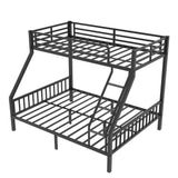 Ball & Cast Twin XL Over Queen Metal Bunk Bed,Heavy Duty Metal Bed Frame with Ladder and Full-Length Guardrails for Kids,Teens,Adults,Slats Support,Noise Free,No Box Spring Needed, Black Ball & Cast
