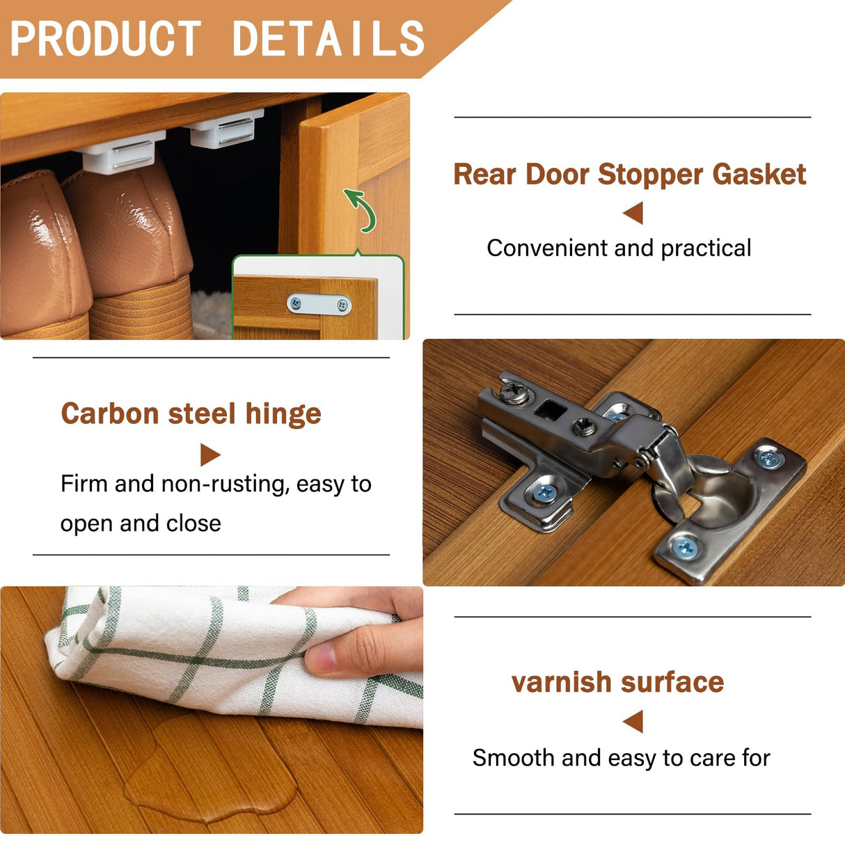 wrdela 7 Tier Bamboo Shoe Storage Cabinet, Freestanding Shoe Rack with Doors, Shoe Cabinet with 1 Flip Drawers Shoe Organizer for Entryway Slim, Hallway, Bedroom (Brown - Flip) wrdela