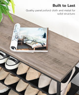 HOOBRO Shoe Rack, 4 Tier Shoe Storage Organizer with 3 Oxford Fabric Shelves and Top Panel, Holds 12-16 Pairs of Shoes for Entryway and Closet, Industrial, Greige BG47XJ01G1 HOOBRO