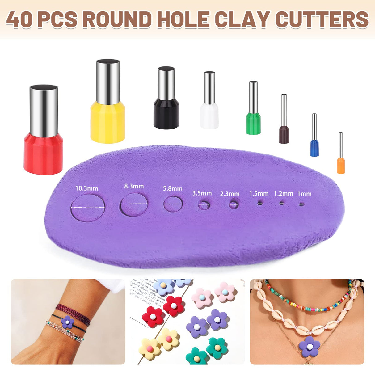 Yofuly Polymer Clay Press Machine, Polymer Clay Cutters Set for Jewelry Making, with Polymer Clay Roller Machine, Polymer Clay Extruder, 40 Circle Shape Cutters and 120 Earrings Accessories Yofuly