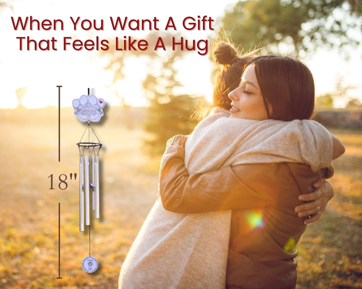 Pet Memorial Wind Chime - 18" Metal Casted Pawprint Wind Chime - A Beautiful Remembrance Gift for a Grieving Pet Owner - Includes Pawprints Left by You Poem Card Pawprints Left by You Memorial Gifts