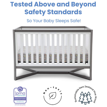 Delta Children Tribeca 4-in-1 Convertible Crib, White/Grey