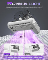 Mattress Vacuum Cleaner, Bed Vacuum Cleaner with 253.7nm UV-C Light, 16Kpa Suction, 36,000 RPM/Min Brushroll, Heating Function, Corded Bagrox