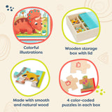 B. toys- Pack o' Puzzles 2-Pack - Pets & Dinos- Wooden Puzzle Box Set – 2 Puzzle Boxes, 8 Puzzles- 12-Piece Jigsaw Puzzles for Kids – 3 Years + B. toys
