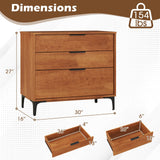 Giantex 3-Drawer Dresser for Bedroom, Multipurpose Chest of Drawers, Mid-Century Modern Storage Cabinet with Anti-Tip Kit, Clothes Organizer, 30”W Nightstand for Closet, Living Room, Entryway, Cherry Giantex