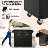 Giantex Kitchen Island Cart with Hidden Tilt Out Trash Can Cabinet, Drop Leaf, 2 Drawers, Towel Rack, Rolling Mobile Breakfast Bar Table, Wood Kitchen Storage Cart on Wheels (Black & Natural) Giantex