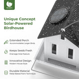 MrCrafts Solar Bird Feeder - Hanging Metal Bird House Feeder with Solar Lights, Outdoor Solar Lantern, Garden Decor for Outside, Unique Gifts for Mom, Grandma, Christmas Mrcrafts