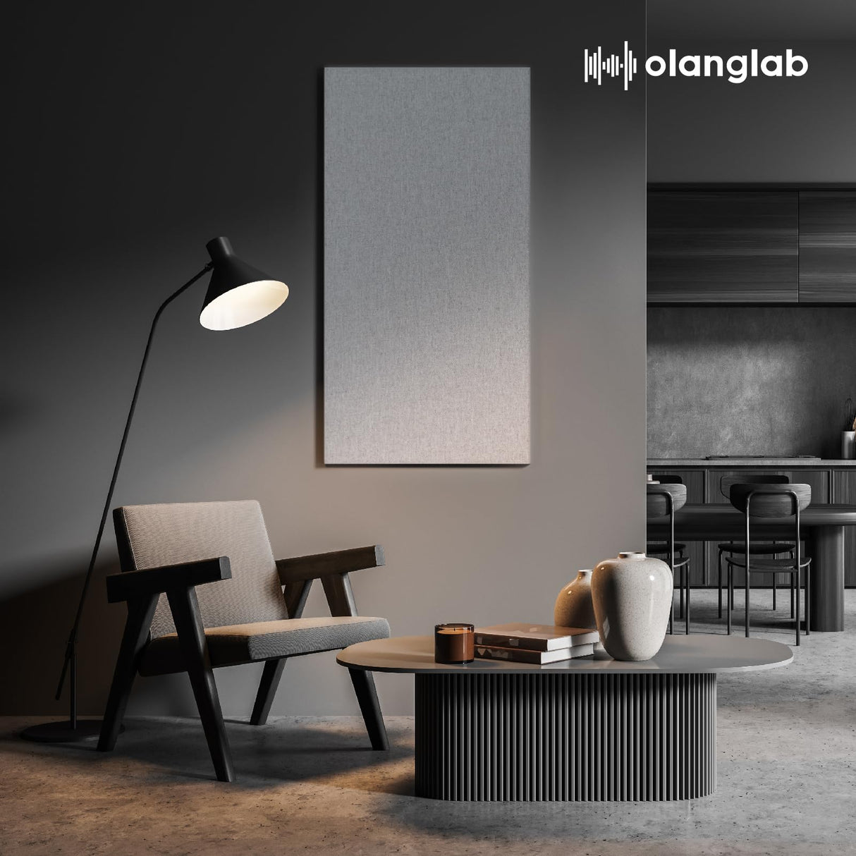 Olanglab Sound Absorbing Acoustic Wall Panels 2 Pack, 2'' 24''x48'' Fiberglass Sound Dampening Panels, Large Fabric Wrapped Sound Proof Panels for Walls (Light Gray) Olanglab