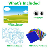 Vinlon Foil Art Kit for Kids - Foil Fun Arts and Crafts, Mess Free Kids Travel Activities Toys, DIY Craft Supplies, Easter Basket Stuffers Gifts for Boys and Girls Ages 4 5 6 7 8 9 10 Years Old Vinlon