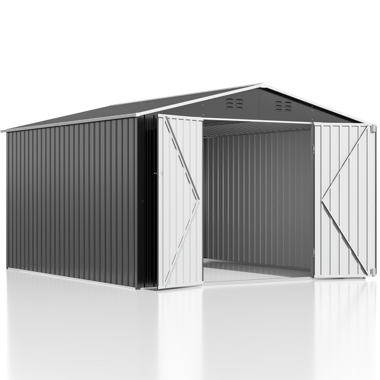 AirWire 10x10 FT Outdoor Storage Shed, Garden Shed with Updated Frame Structure and Lockable Doors, Metal Tool Sheds for Backyard Garden Patio Lawn, Grey AirWire