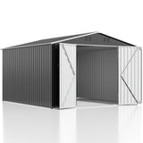 AirWire 10x10 FT Outdoor Storage Shed, Garden Shed with Updated Frame Structure and Lockable Doors, Metal Tool Sheds for Backyard Garden Patio Lawn, Grey AirWire