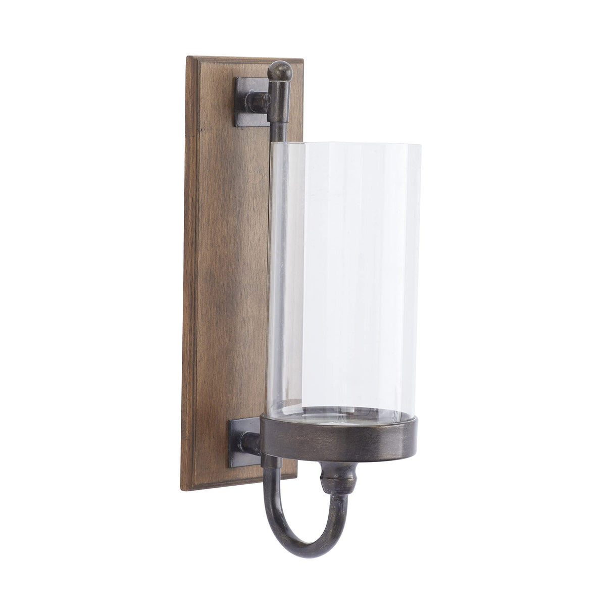 Deco 79 Wood Wall Sconce with Glass Holder, 5" x 8" x 16", Brown Deco 79