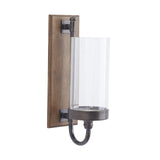 Deco 79 Wood Wall Sconce with Glass Holder, 5" x 8" x 16", Brown Deco 79