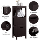 Yaheetech Espresso Wooden Multi-Functional Bathroom Storage Cabinet with Drawers and Adjustable Shelves Yaheetech