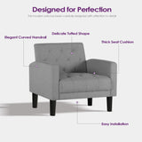 TYBOATLE Accent Chairs Set of 2 Comfy Living Room Chair Tufted Mid Century Modern Accent Chair, Cozy Upholstered Reading Arm Chair for Office, Bedroom (Light Grey, Set of 2) TYBOATLE