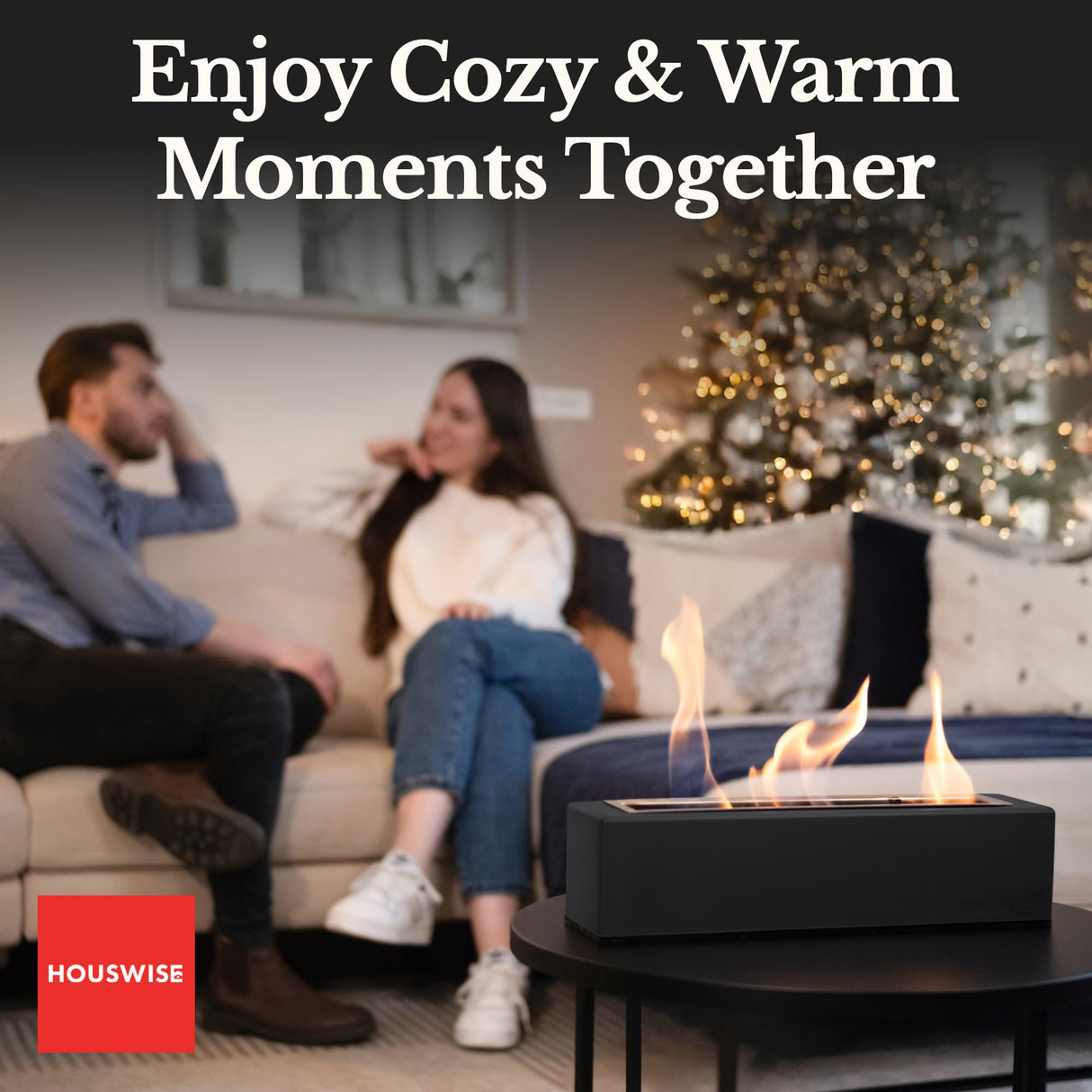 Houswise Tabletop Fire Pit - Concrete Outdoor & Indoor Fire Pit Tabletop, Smores Maker Kit, Table Top Firepit, Small Portable Mini Indoor Fireplace Houswise