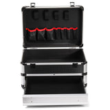 WRINGKIT Tool Box, Portable Tool Storage Box with Metal Lock, Aluminum Alloy Hard Craftsman Tool Organizer Case with Drawer for Office, Warehouse, Gym, School WRINGKIT