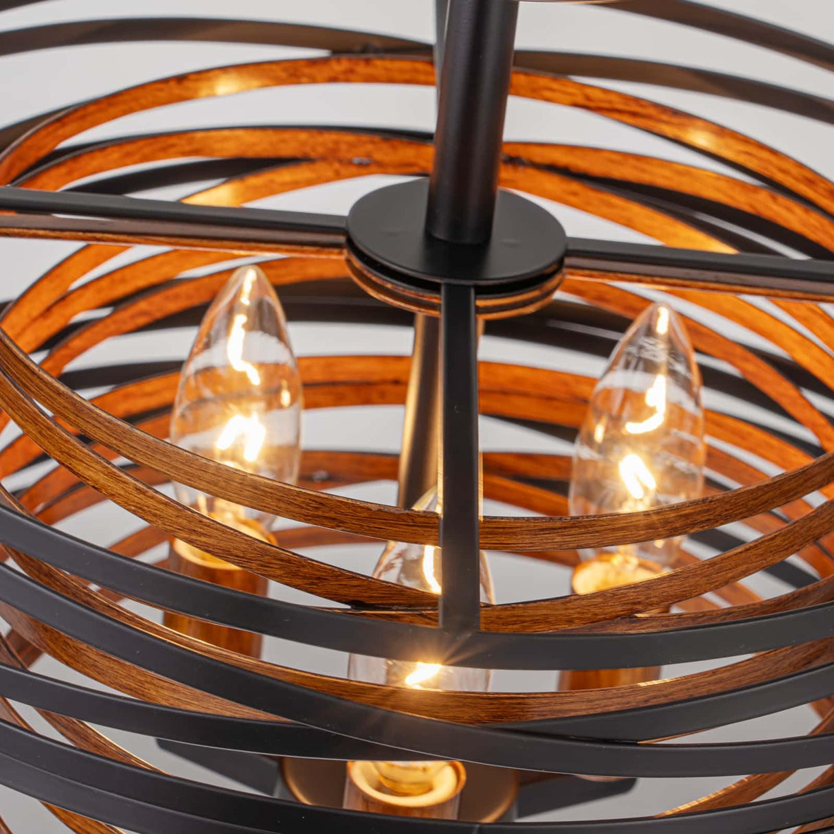 LumFurn 3-Lights Farmhouse Ceiling Light Fixture, Rustic Close to Ceiling Semi-Flushmount, Perfect Lamp for Living Room, Foyer, Kitchen, D12.6 x H11, Matte Black & Wood Texture Finish LumFurn