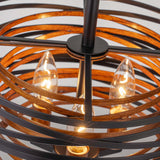 LumFurn 3-Lights Farmhouse Ceiling Light Fixture, Rustic Close to Ceiling Semi-Flushmount, Perfect Lamp for Living Room, Foyer, Kitchen, D12.6 x H11, Matte Black & Wood Texture Finish LumFurn