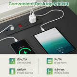 AOGLLATI Fluted Nightstand Set of 2 with Charging Station, Black LED Nightstand with 2 Drawers and Open Storage Cubby, Modern Bedside Table with LED Lights & Metal Handle for Bedroom AOGLLATI