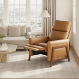 COLAMY Push Back Recliner Chair, Upholstered Leather Recliner with Footrest 118-150 Degree Adjustable, Comfy Modern Wingback Recliner for Living Room, Bedroom,Small Spaces,Camel COLAMY