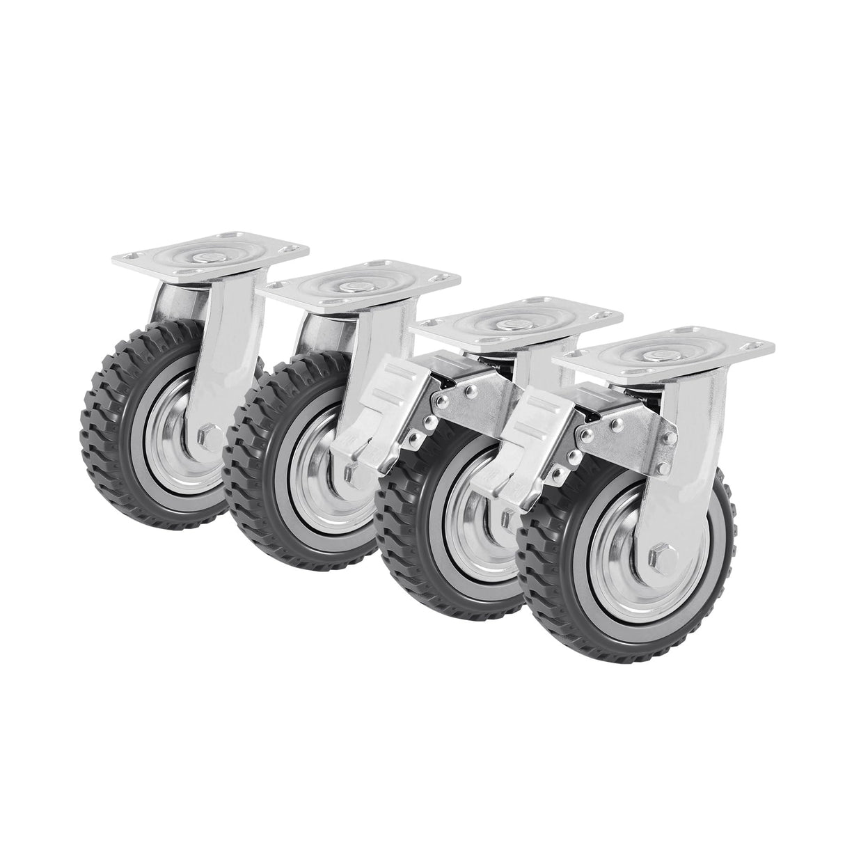 Iglobalbuy 6 Inch Heavy Duty Swivel Caster Wheels 4Pack (2 w/Brakes, 2 No Brakes), 360° Rotation Top Plate, Iron 6 Inch Anti-Skid Wheel Caster Replacement for Cart Furniture Workbench Iglobalbuy