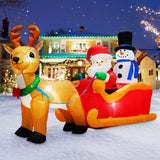 MICOCAH 6.6FT Long Christmas Inflatables Santa Claus on Sleigh with Snowman & Reindeer Outdoor Decorations, Giant Xmas Blow Up Yard Decor Build in LEDs & Tethers Stakes for Holiday Indoor Patio Lawn MICOCAH