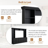 SOFTSEA 4-Piece Wall Unit Entertainment Center with Bookshelves for TVs up to 70", Modern TV Stand with 6 Doors & Adjustable Shelves, Large Media Center with Display Cabinet for Living Room, Black SOFTSEA