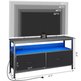 J-yaamiZz 39" Dresser TV Stand for TVs up to 50", Media Console with LED Lights, Charging Station & 2 Drawer Storage Chest, Gaming Entertainment Center with Storage for Bedroom (Black, 39 in) J-yaamiZz