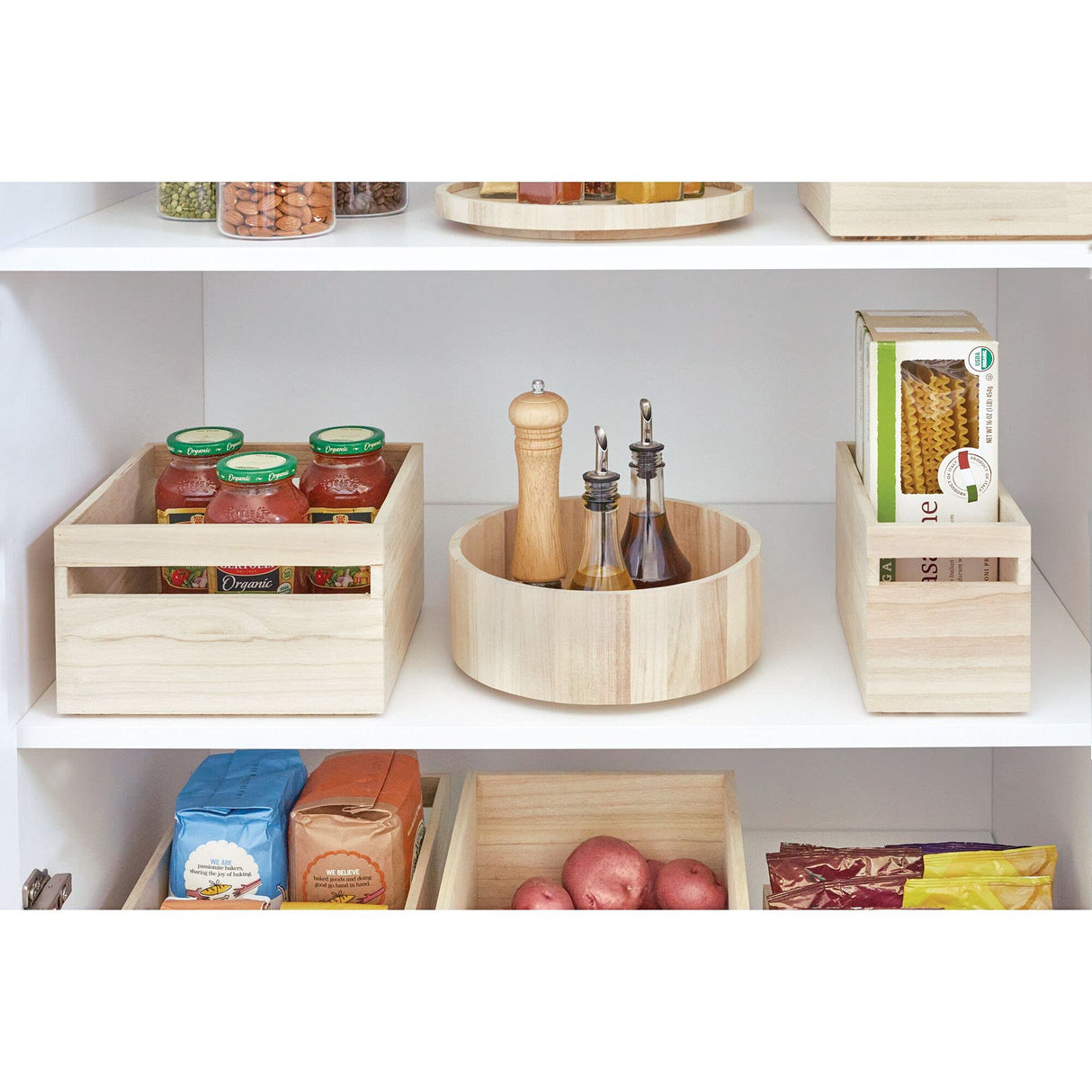 iDesign Renewable Paulownia Wood Collection Tall Turntable Organizer, 10.5" x 4" x 10.5", Natural InterDesign