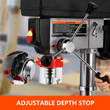 13 in Floor Drill Press, 7.5 Amp 120V, 288-3084 RPM Variable Speed Cast Iron Bench Drill Press, 0-45° Tilting Worktable, Tabletop Drilling Machine for Wood Metal PioneerWorks