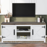 COMEFFIE Modern 58" TV Stand, Media Entertainment Center for TV up to 65 Inch, Console Table with Storage Cabinets for Living Room (White Without Fireplace) COMEFFIE