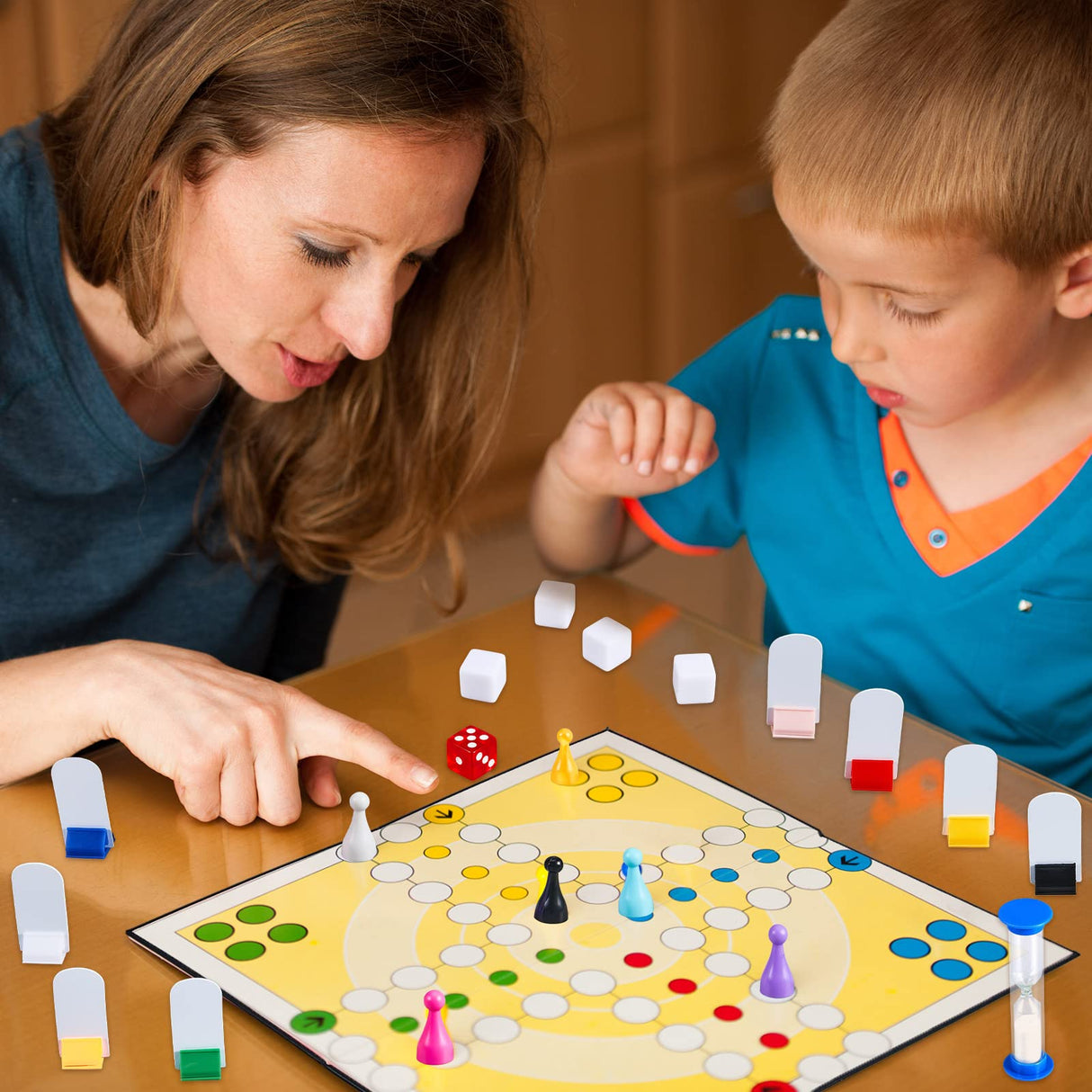 Deekin 131 Pcs DIY Create Your Own Board Game Kit with Blank Playing Cards, Foldable Blank Game Board, Dice, Pieces, Playing Card Stands, Rule Sheet, Sand Time Deekin