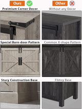 OKD Farmhouse TV Stand for 75 Inch TV, Rustic Entertainment Center w/Sliding Barn Door Wood Media Console Cabinet 66 Inch Long Television Stands for 70 Inch TVs, Light Rustic Oak OKD