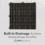 EcoTrend 24-Pack 12”x12” Interlocking Deck Floor Tiles, Slate Black – Rubber & Plastic Outdoor Flooring for Patio, Porch, Balcony, Pool Area, Garden, Garage or Backyard – Modular Decking Grid Panels Multy Home