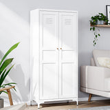 Yizosh Metal Storage Cabinet with 2 Doors and 4 Adjustable Shelves - 61" White Locking Pantry Storage Cabinet, 5-Tier Tall Steel Cabinet Locker for Home Office, Living Room, Dinning Room Yizosh